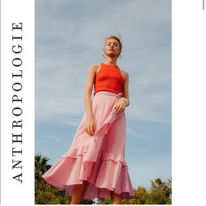 NWT Anthropologie Maeve Penny Ruffle Midi Skirt